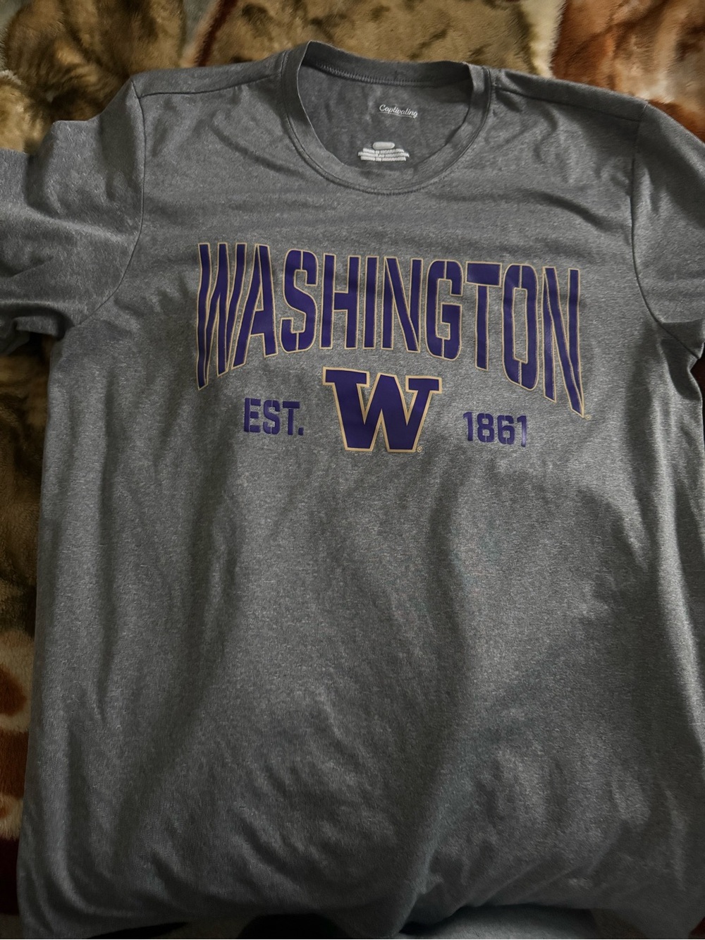 Washington W Graphic T-Shirt - Gray with Purple Accent